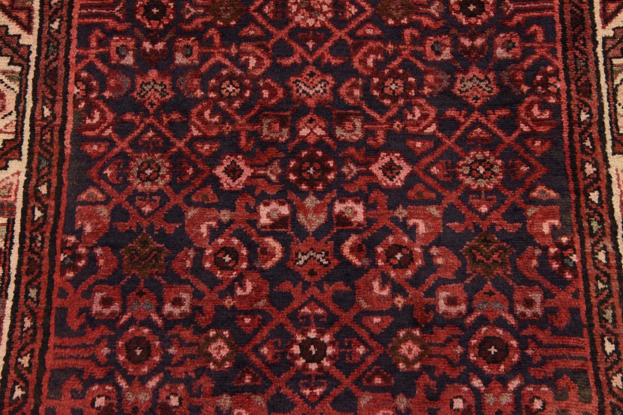 3' 10 x 10' 7 Hand Knotted Hossainabad Persian Wool Runner Rug