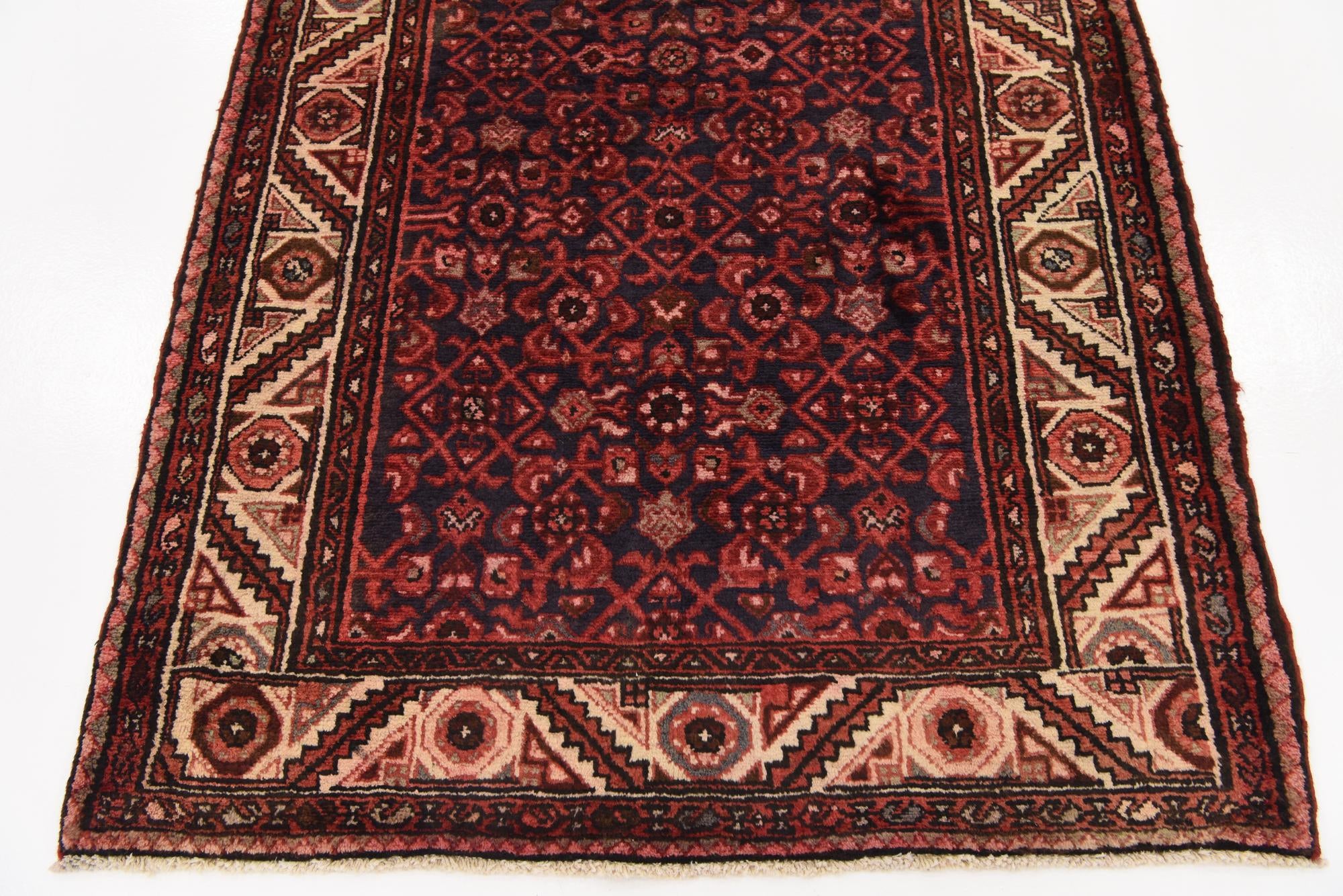 3' 10 x 10' 7 Hand Knotted Hossainabad Persian Wool Runner Rug