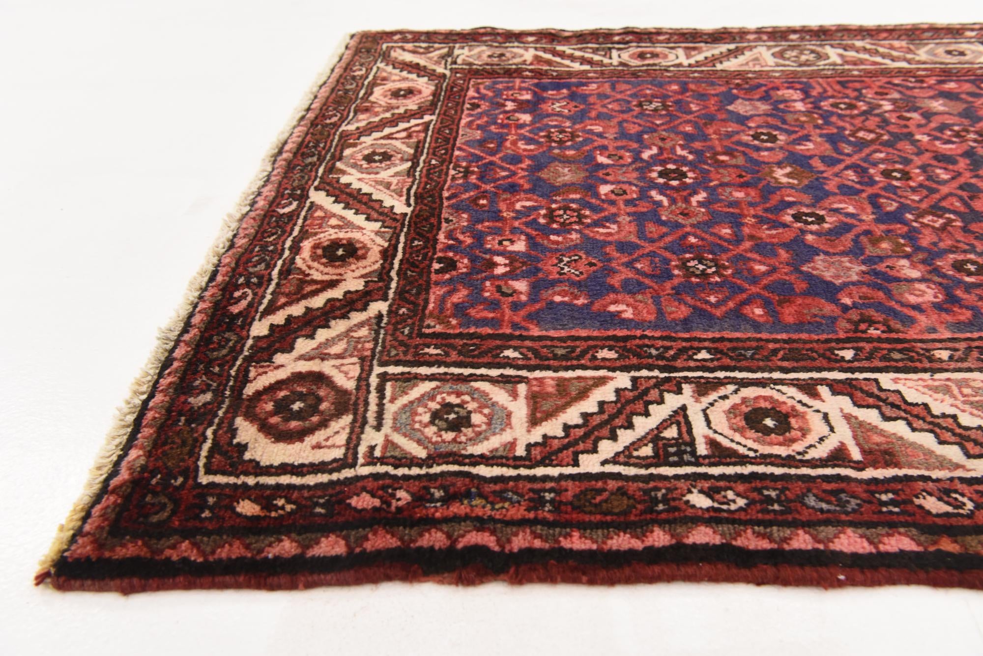3' 10 x 10' 7 Hand Knotted Hossainabad Persian Wool Runner Rug
