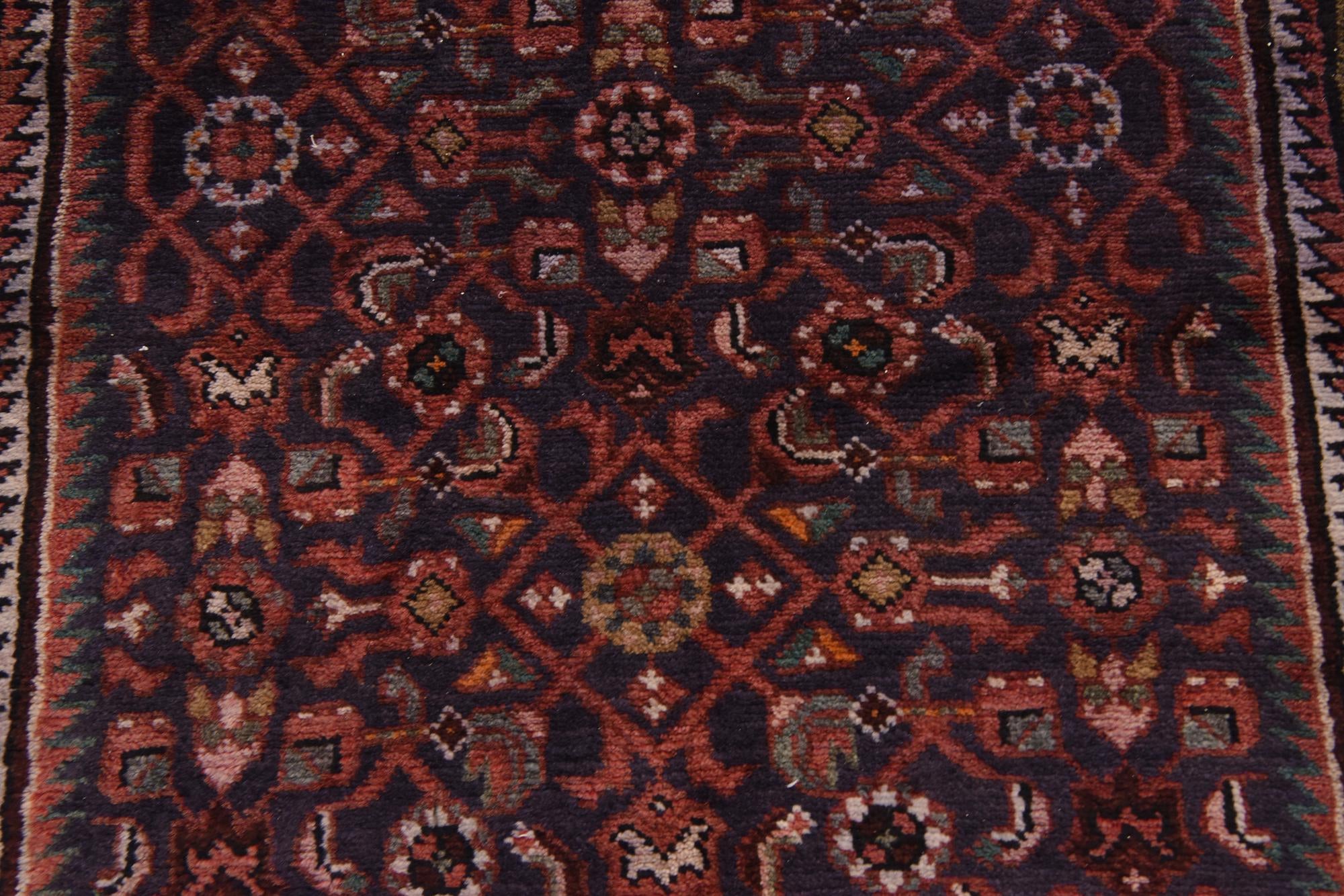 3' 9 x 10' 4 Hand Knotted Hossainabad Persian Wool Runner Rug