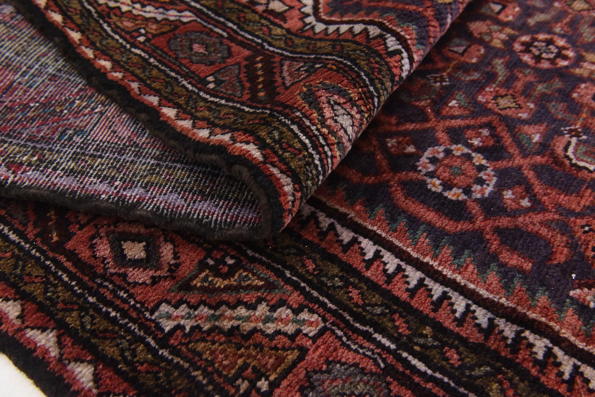 3' 9 x 10' 4 Hand Knotted Hossainabad Persian Wool Runner Rug