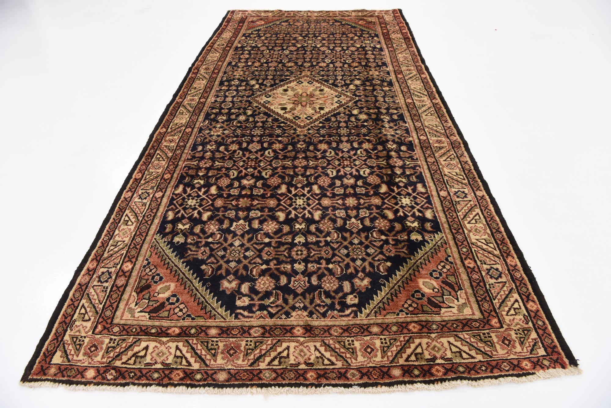 5' 3 x 11' Hand Knotted Hossainabad Persian Wool Runner Rug