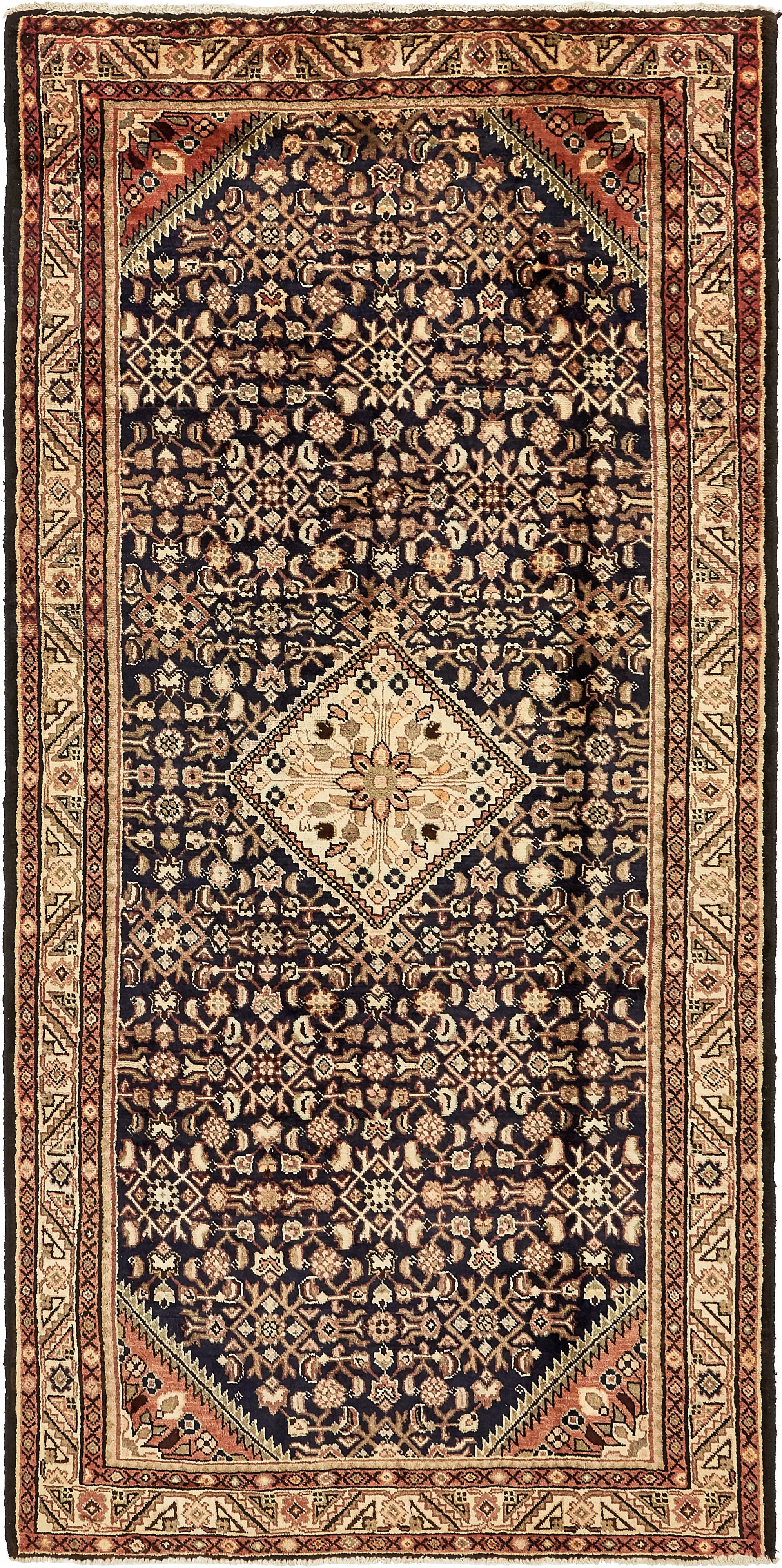 5' 3 x 11'  Hand Knotted Hossainabad Persian Wool Runner Rug
