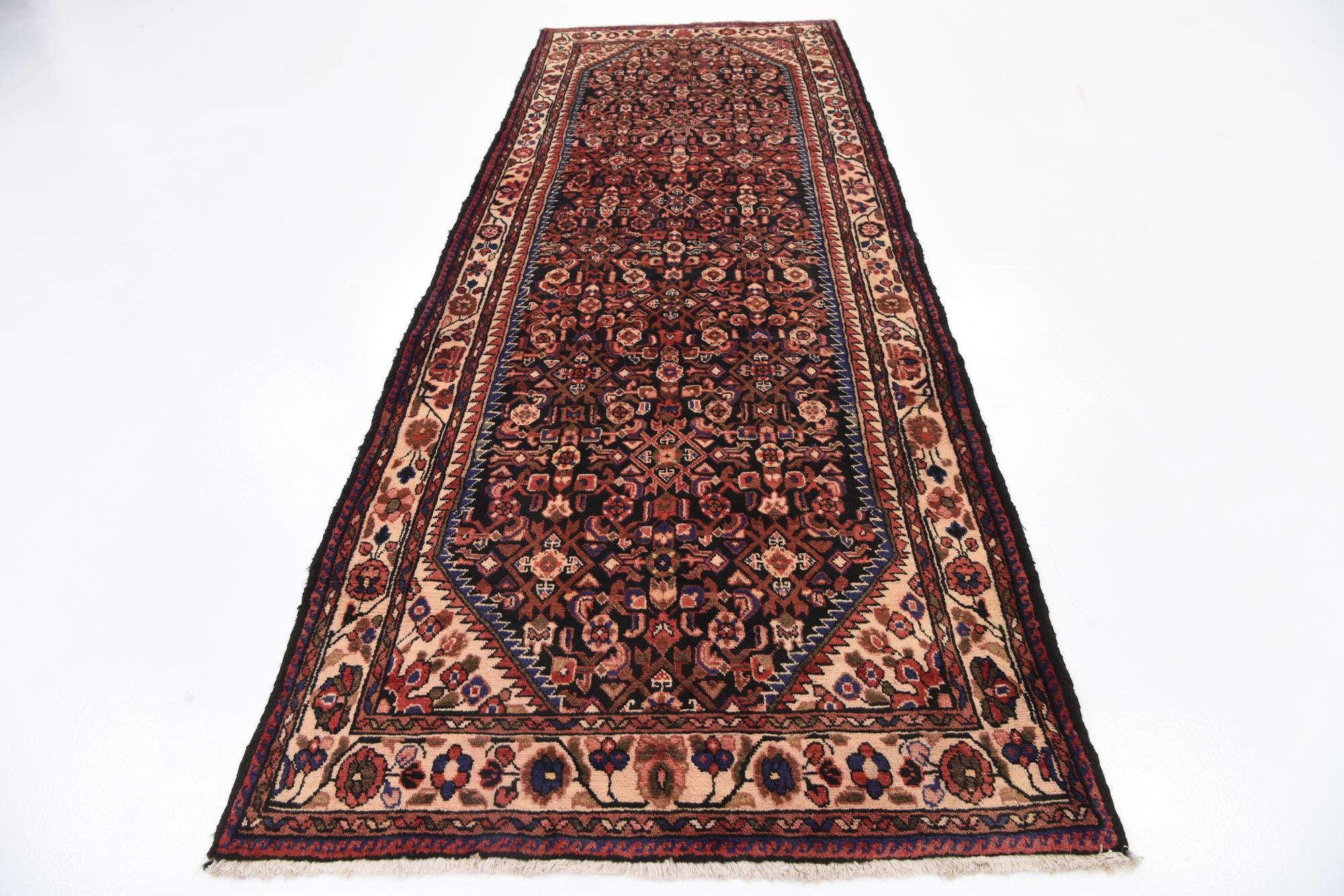 3' 10 x 10' 2 Hand Knotted Hossainabad Persian Wool Runner Rug
