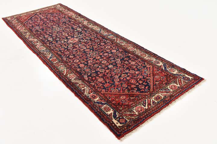 3' 9 x 10' 9 Hand Knotted Hossainabad Persian Wool Runner Rug
