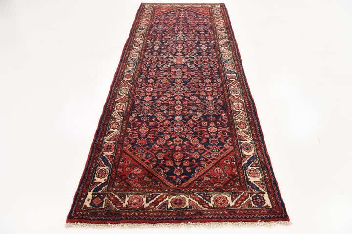 3' 9 x 10' 9 Hand Knotted Hossainabad Persian Wool Runner Rug