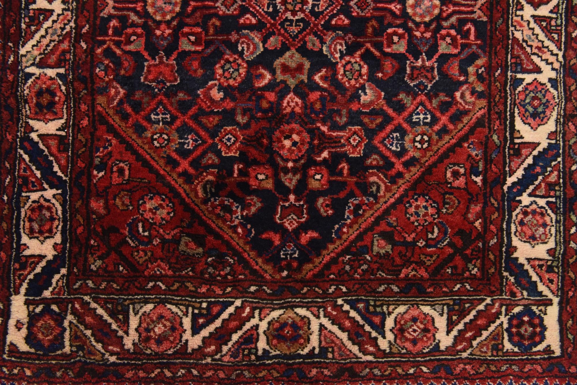 3' 9 x 10' 9 Hand Knotted Hossainabad Persian Wool Runner Rug