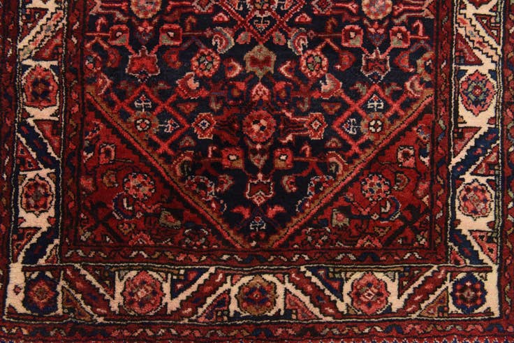 Detail image of 3' 9 x 10' 9 Hand Knotted Hossainabad Persian Wool Runner Rug