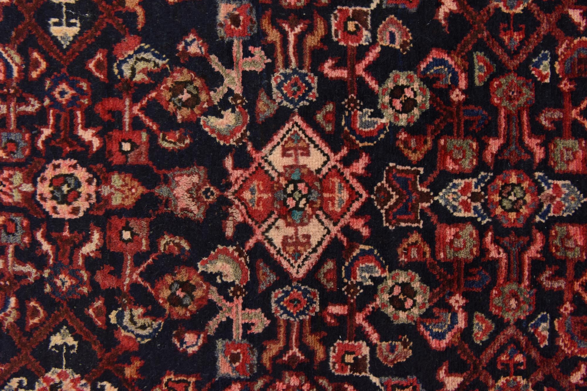 3' 9 x 10' 9 Hand Knotted Hossainabad Persian Wool Runner Rug