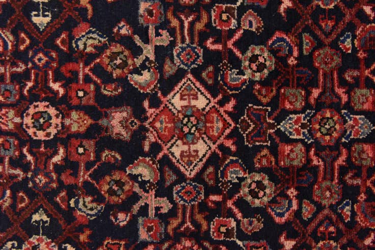 Detail image of 3' 9 x 10' 9 Hand Knotted Hossainabad Persian Wool Runner Rug
