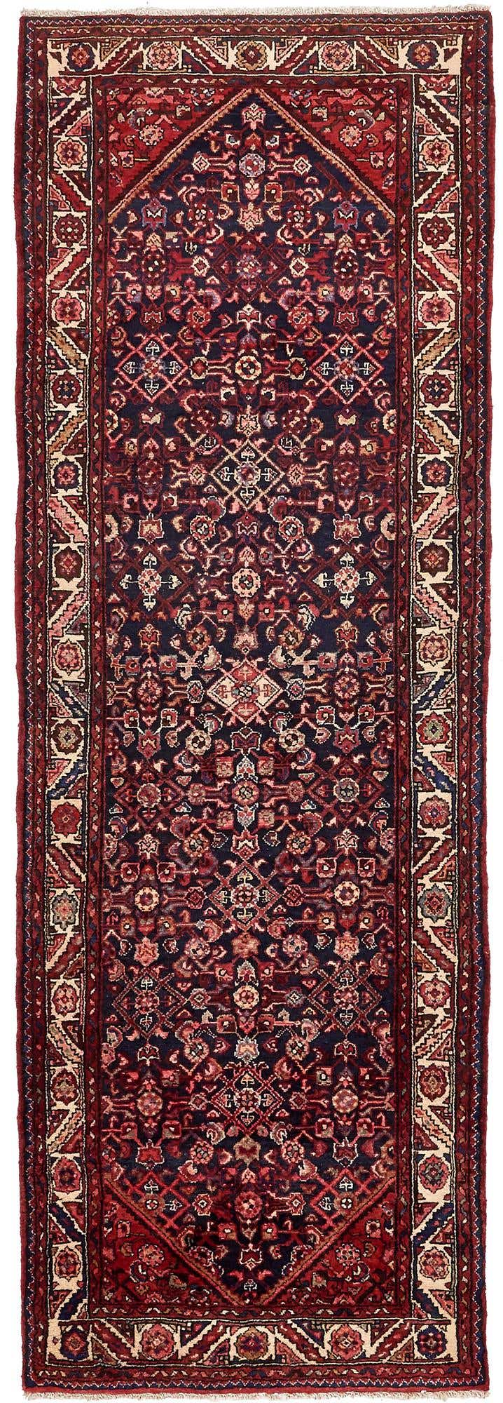 3' 9 x 10' 9 Hand Knotted Hossainabad Persian Wool Runner Rug