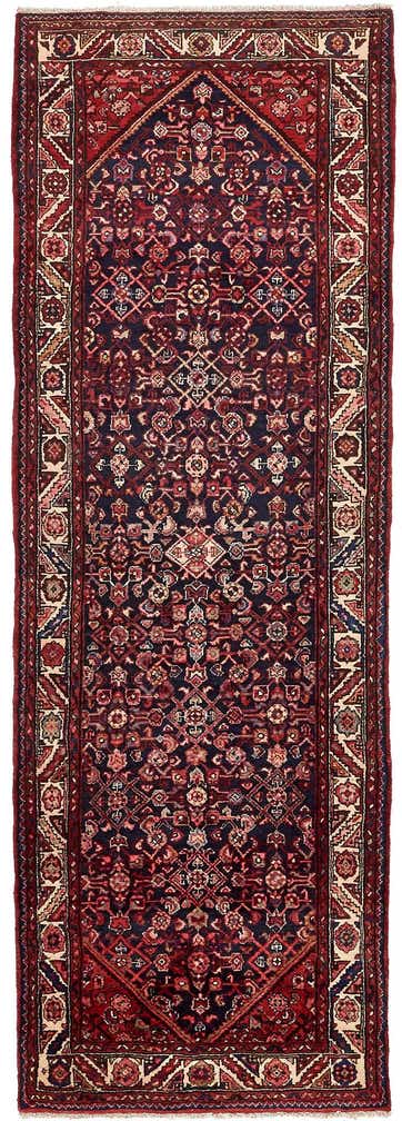 3' 9 x 10' 9 Hand Knotted Hossainabad Persian Wool Runner Rug