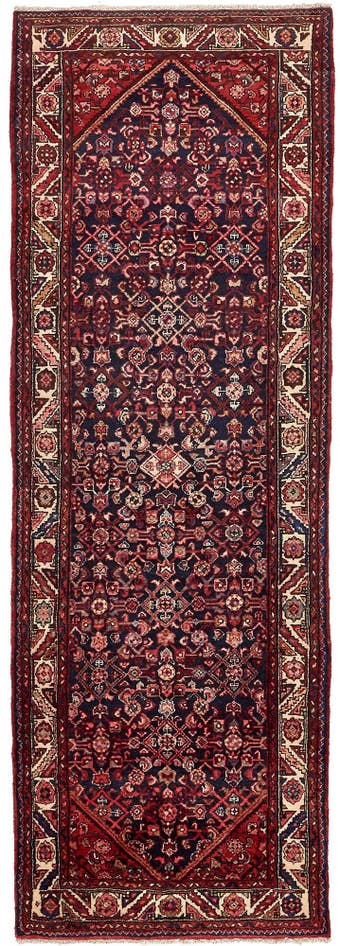 Detail image of 3' 9 x 10' 9 Hand Knotted Hossainabad Persian Wool Runner Rug