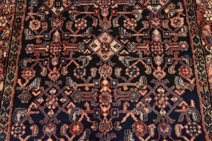 4' 3 x 9' 11 Hand Knotted Hossainabad Persian Wool Runner Rug