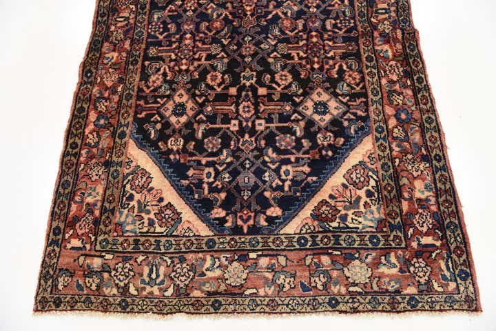 4' 3 x 9' 11 Hand Knotted Hossainabad Persian Wool Runner Rug
