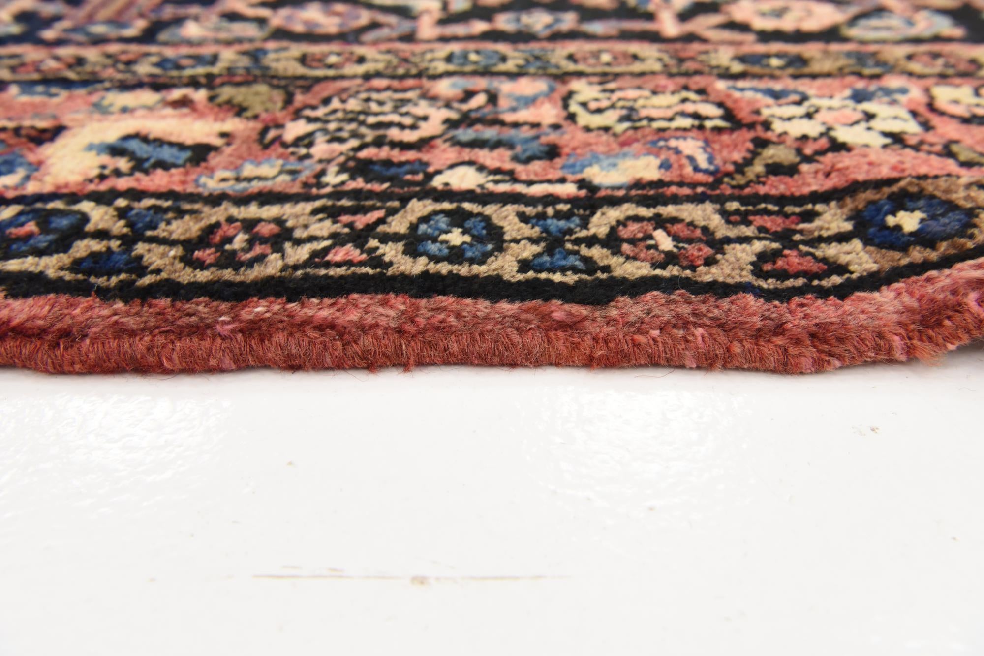 4' 3 x 9' 11 Hand Knotted Hossainabad Persian Wool Runner Rug