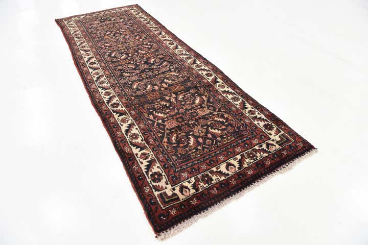 3' 7 x 10' 3 Hand Knotted Hossainabad Persian Wool Runner Rug