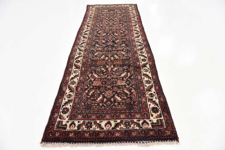 3' 7 x 10' 3 Hand Knotted Hossainabad Persian Wool Runner Rug