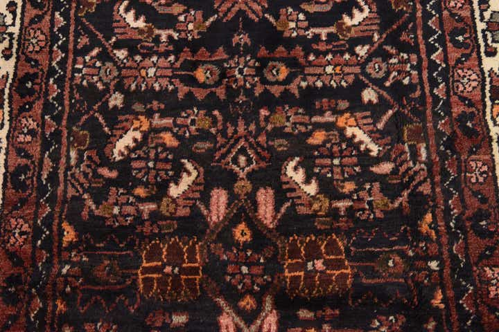 3' 7 x 10' 3 Hand Knotted Hossainabad Persian Wool Runner Rug