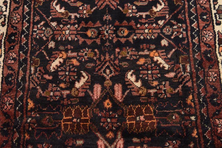 Detail image of 3' 7 x 10' 3 Hand Knotted Hossainabad Persian Wool Runner Rug