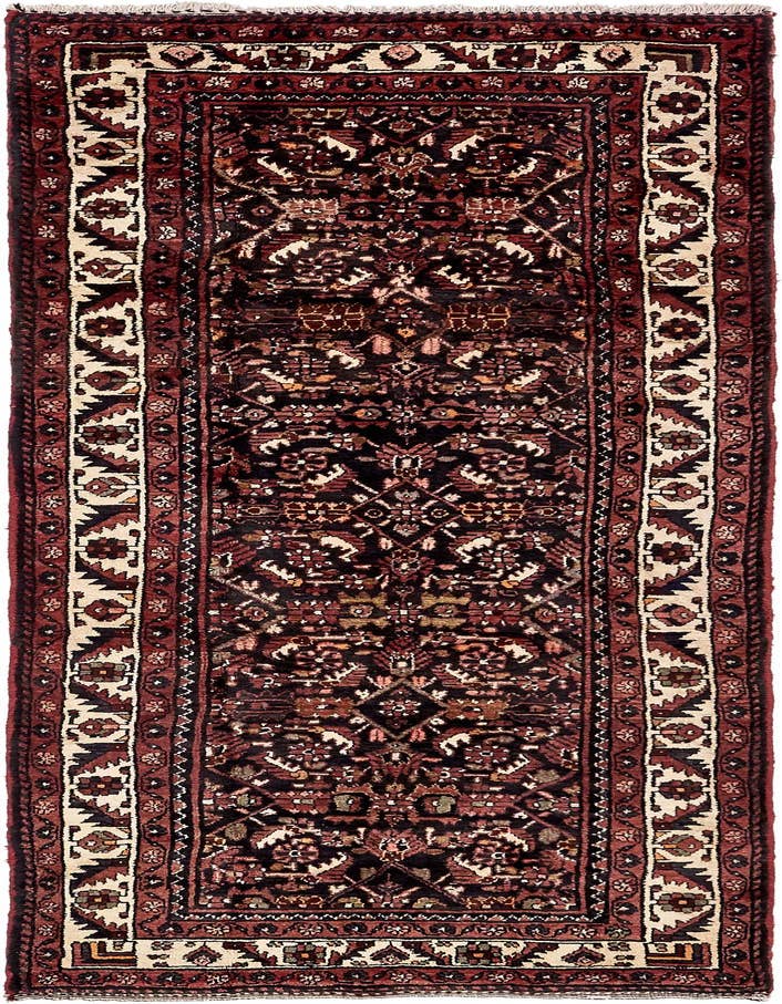 Detail image of 3' 7 x 10' 3 Hand Knotted Hossainabad Persian Wool Runner Rug