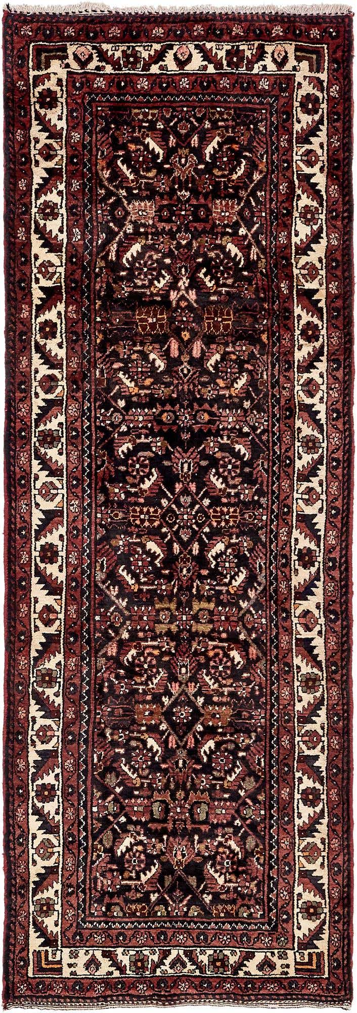 3' 7 x 10' 3 Hand Knotted Hossainabad Persian Wool Runner Rug