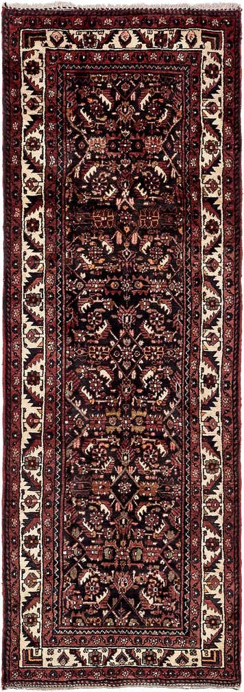 3' 7 x 10' 3 Hand Knotted Hossainabad Persian Wool Runner Rug