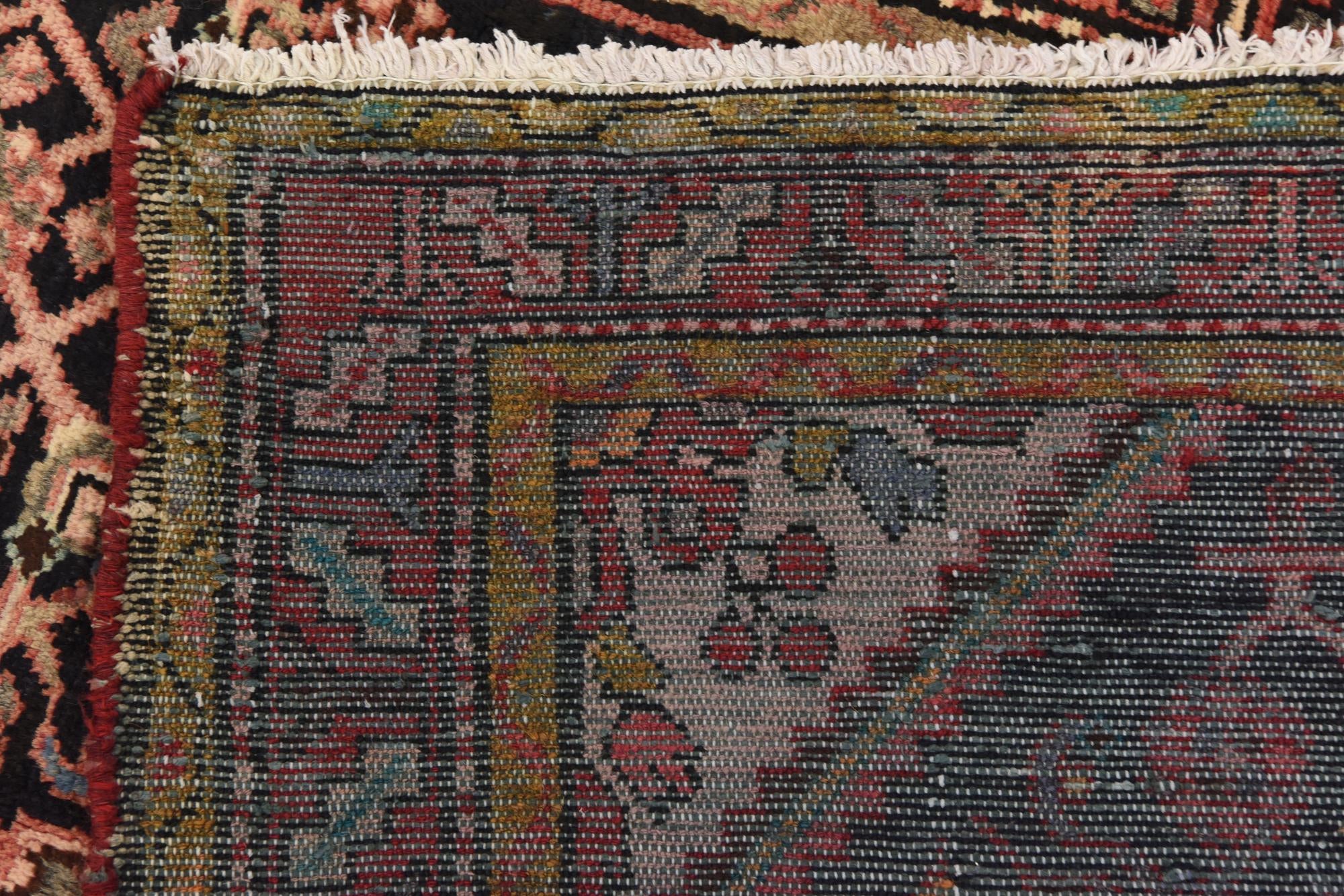 3' 7 x 10' 6 Hand Knotted Hossainabad Persian Wool Runner Rug