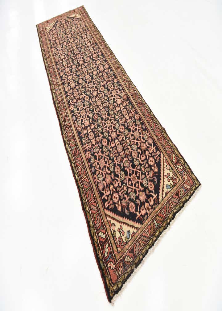 3' 7 x 10' 6 Hand Knotted Hossainabad Persian Wool Runner Rug