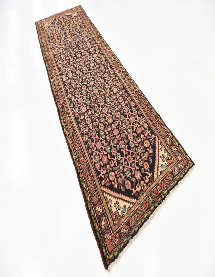 Detail image of 3' 7 x 10' 6 Hand Knotted Hossainabad Persian Wool Runner Rug