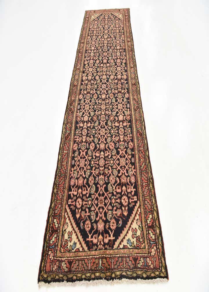 3' 7 x 10' 6 Hand Knotted Hossainabad Persian Wool Runner Rug