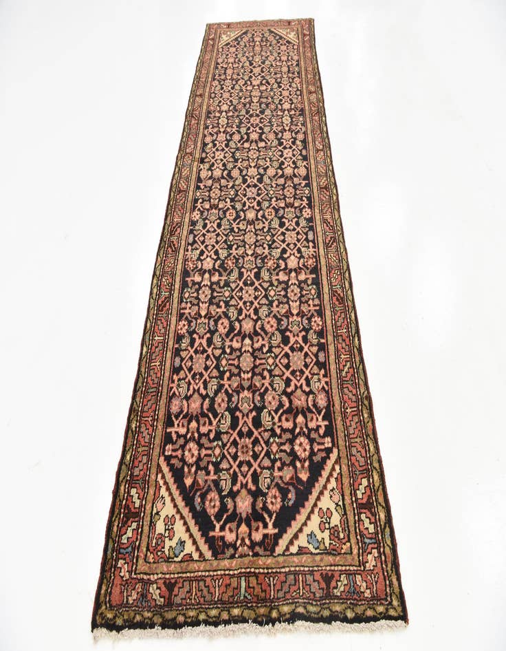 Detail image of 3' 7 x 10' 6  Hand Knotted Hossainabad Persian Wool Runner Rug