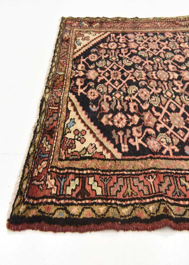 3' 7 x 10' 6 Hand Knotted Hossainabad Persian Wool Runner Rug