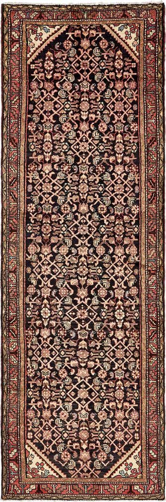 3' 7 x 10' 6 Hand Knotted Hossainabad Persian Wool Runner Rug