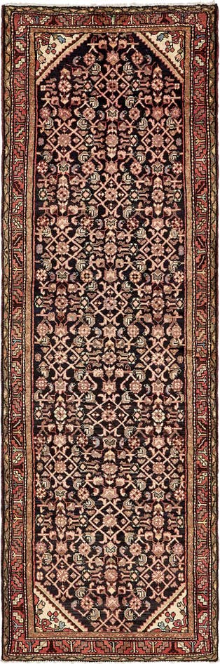 Detail image of 3' 7 x 10' 6 Hand Knotted Hossainabad Persian Wool Runner Rug