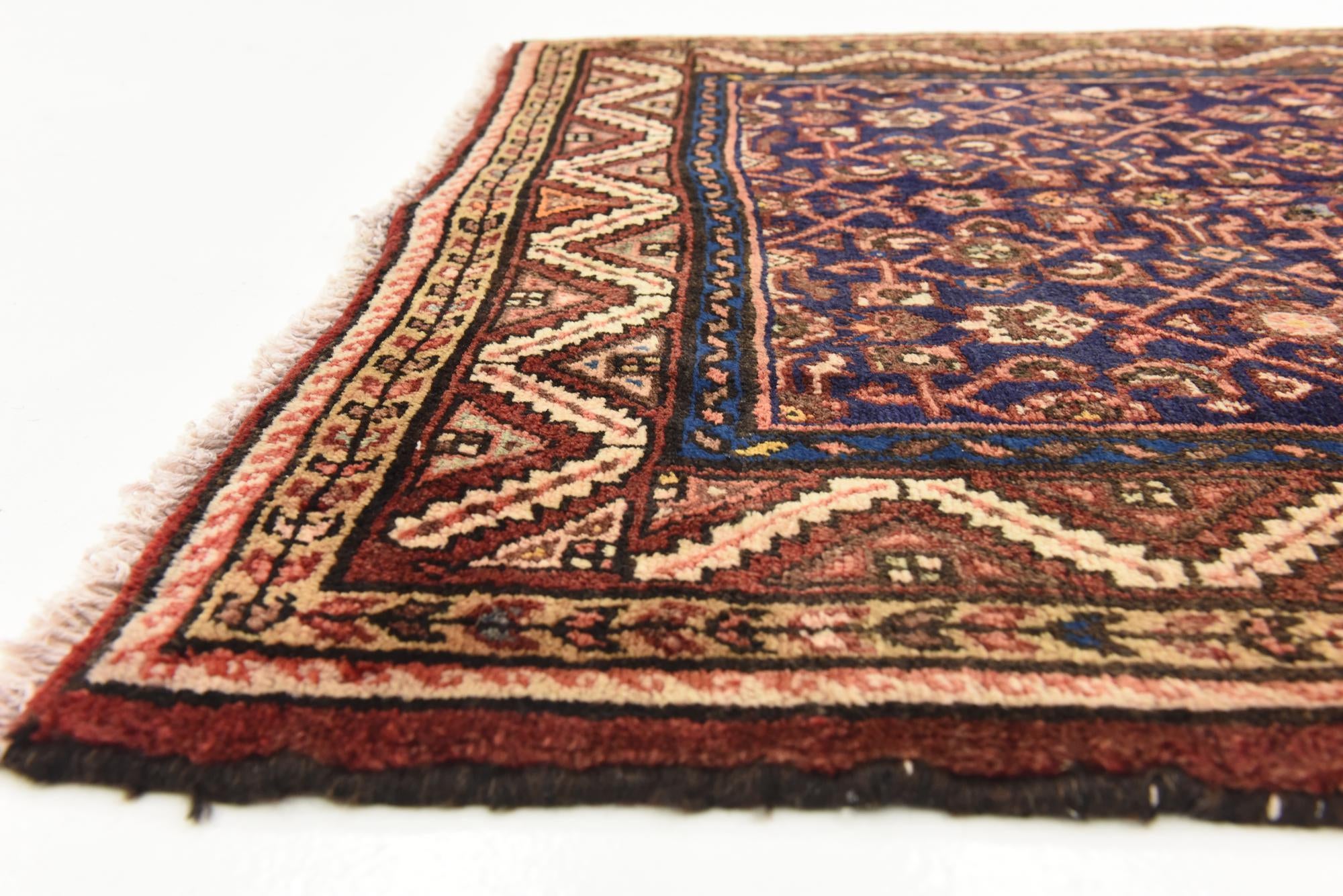 3' 5 x 9' 8 Hand Knotted Hossainabad Persian Wool Runner Rug