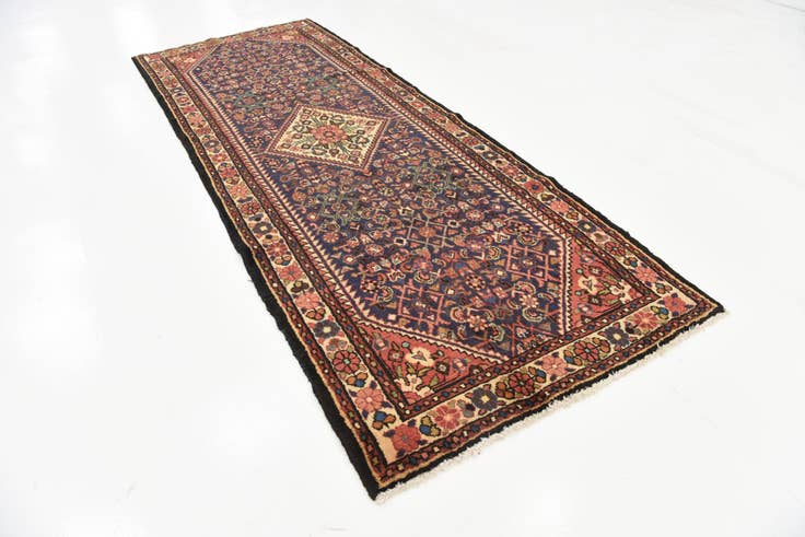Detail image of 3' 9 x 9' 11 Hand Knotted Hossainabad Persian Wool Runner Rug