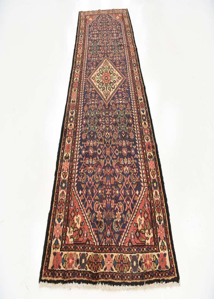 3' 9 x 9' 11 Hand Knotted Hossainabad Persian Wool Runner Rug