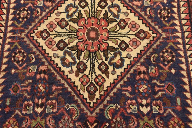 Detail image of 3' 9 x 9' 11 Hand Knotted Hossainabad Persian Wool Runner Rug