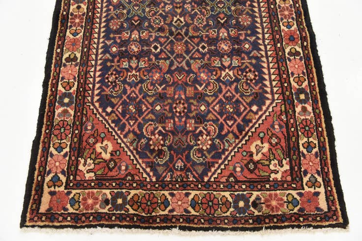 Detail image of 3' 9 x 9' 11 Hand Knotted Hossainabad Persian Wool Runner Rug