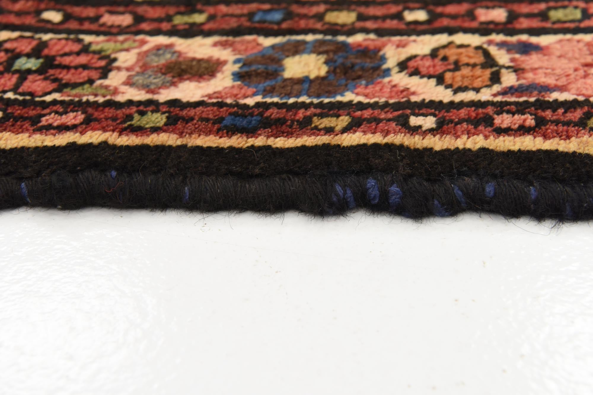 3' 9 x 9' 11 Hand Knotted Hossainabad Persian Wool Runner Rug