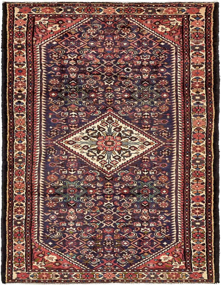 3' 9 x 9' 11 Hand Knotted Hossainabad Persian Wool Runner Rug