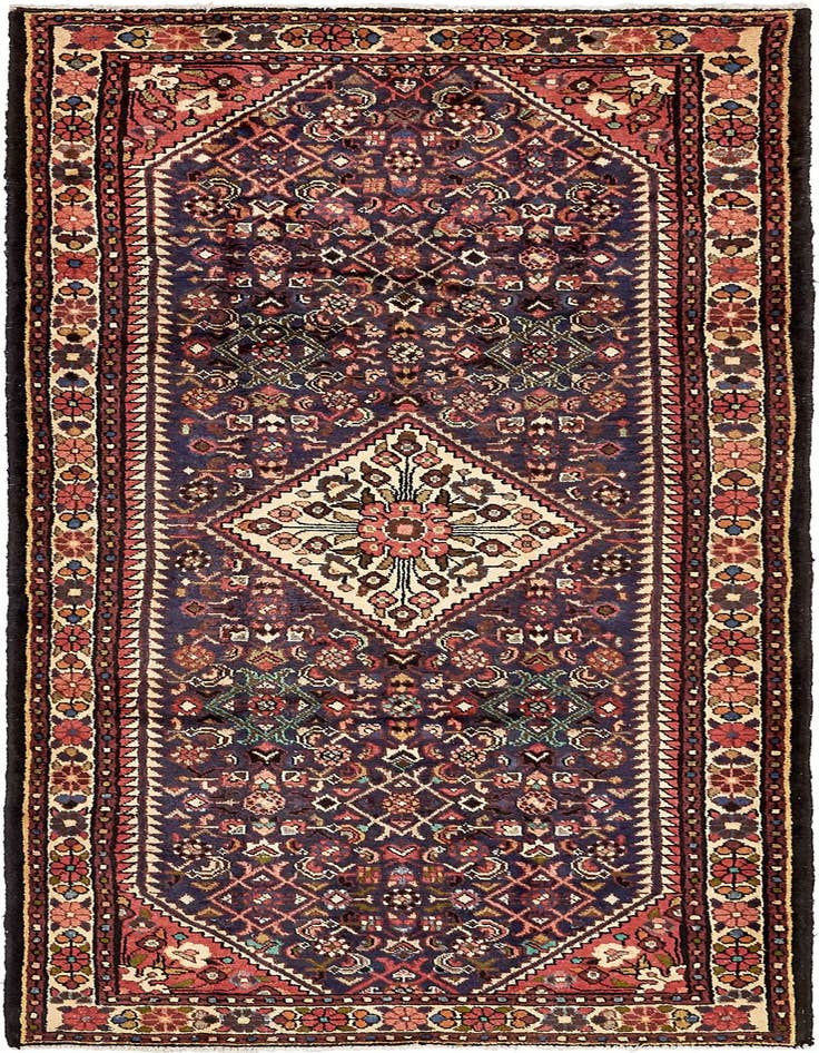 Detail image of 3' 9 x 9' 11 Hand Knotted Hossainabad Persian Wool Runner Rug