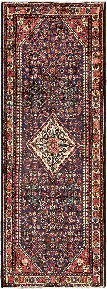 3' 9 x 9' 11 Hand Knotted Hossainabad Persian Wool Runner Rug
