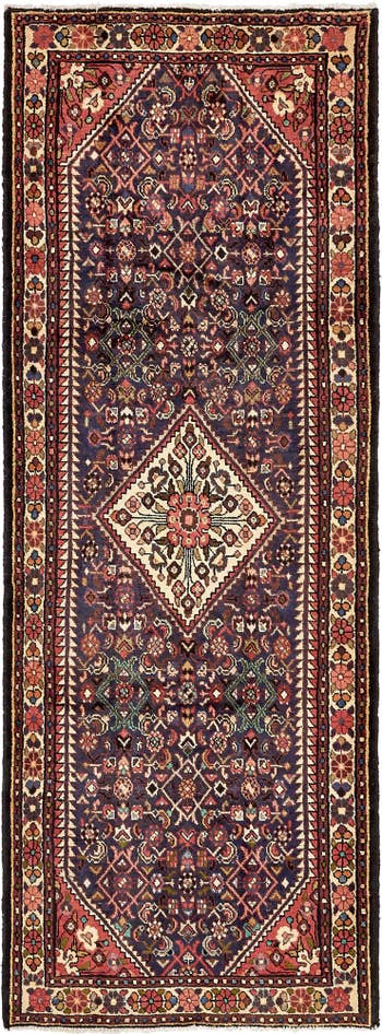 Detail image of 3' 9 x 9' 11 Hand Knotted Hossainabad Persian Wool Runner Rug