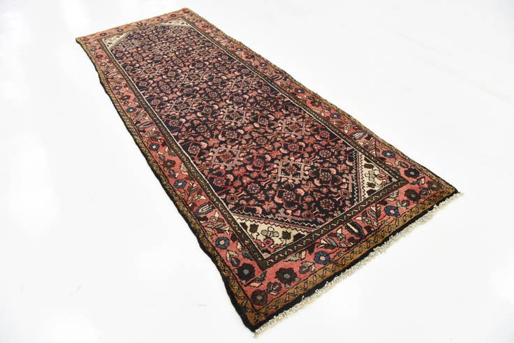 Detail image of 3' 5 x 9' 6 Hand Knotted Hossainabad Persian Wool Runner Rug