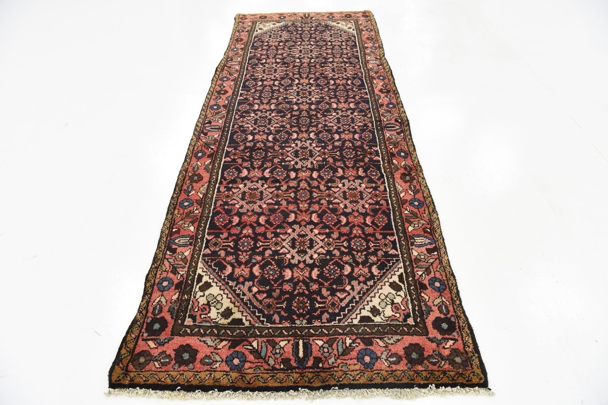 3' 5 x 9' 6 Hand Knotted Hossainabad Persian Wool Runner Rug