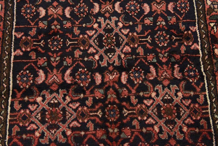 Detail image of 3' 5 x 9' 6 Hand Knotted Hossainabad Persian Wool Runner Rug