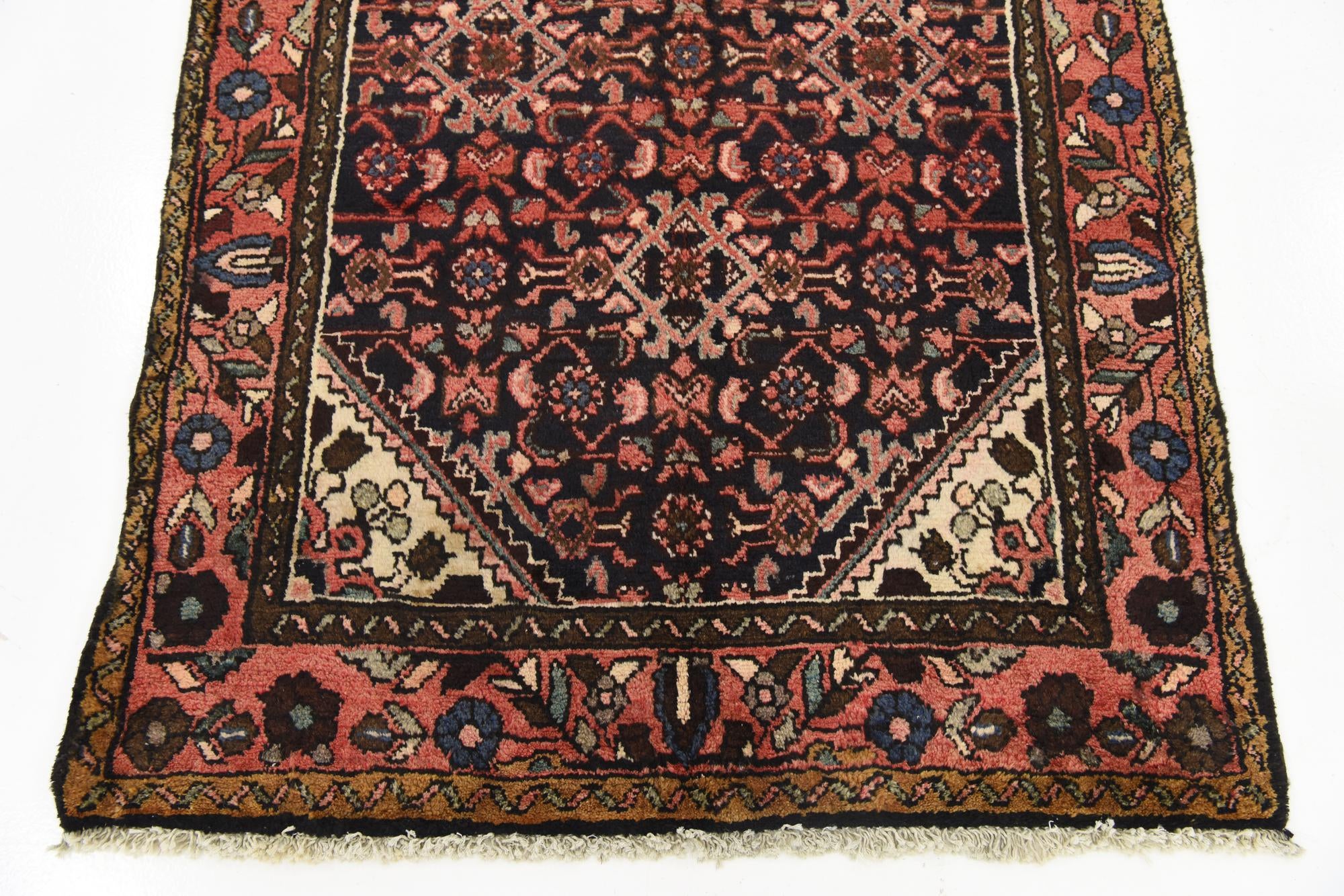3' 5 x 9' 6 Hand Knotted Hossainabad Persian Wool Runner Rug
