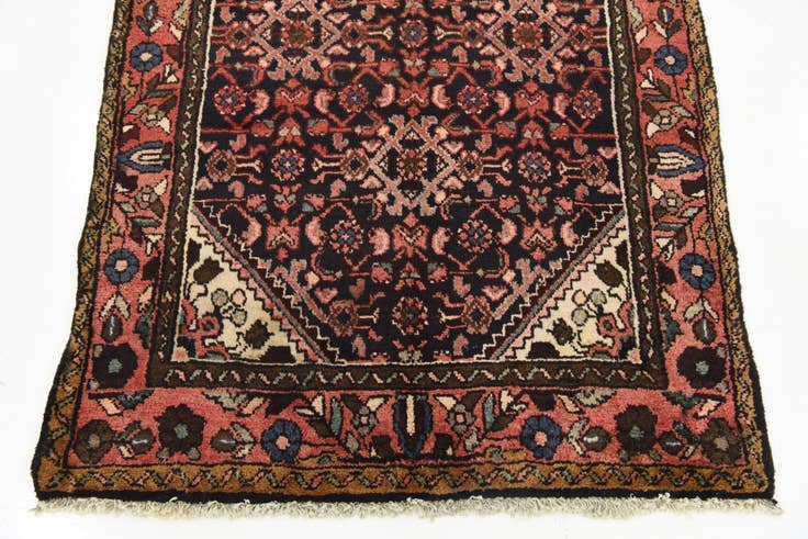 Detail image of 3' 5 x 9' 6 Hand Knotted Hossainabad Persian Wool Runner Rug